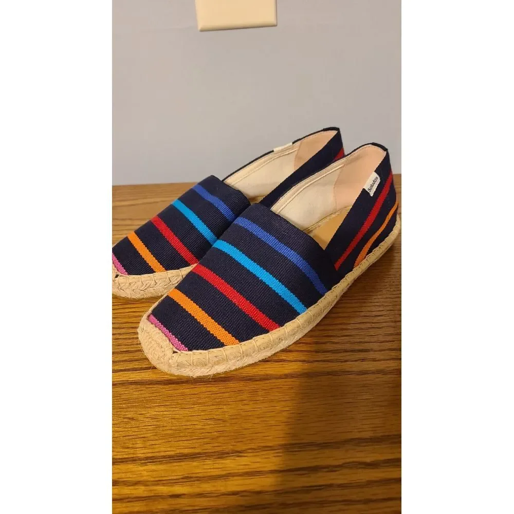 Soludos Dali Espadrille Rainbow Stripe Size 6.5 New In Box